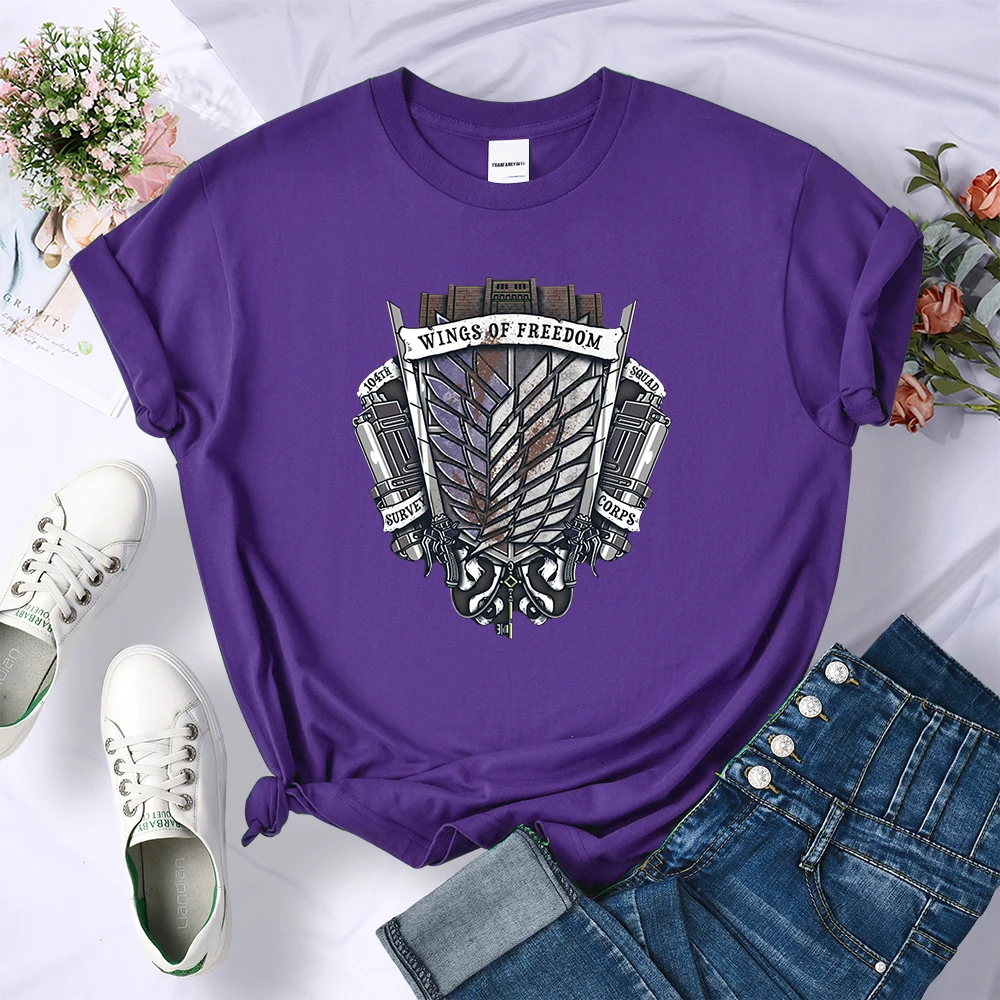 Y2K Retro Metal Attack On Titan Print T-Shirts Female Casual Sport Tshirts Fashion Hip Hop Tee Clothing Street Summer Crop Top