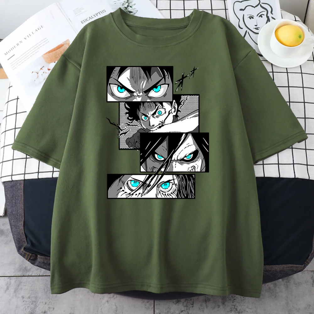 Attack On Titan Japan Anime Printing T-Shirts Female Loose Traveling Tee Shirts Fitted Home Streetwear Casual Crew Neck Tshirts