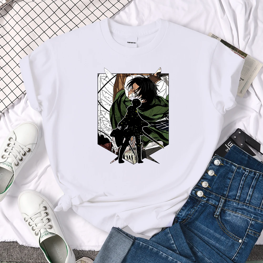 Attack On Titan Anime Wings Of Liberty Tshirt Womens Harajuku Loose T-Shirts Summer Brand Crewneck T Shirt Fashion Tee Clothes