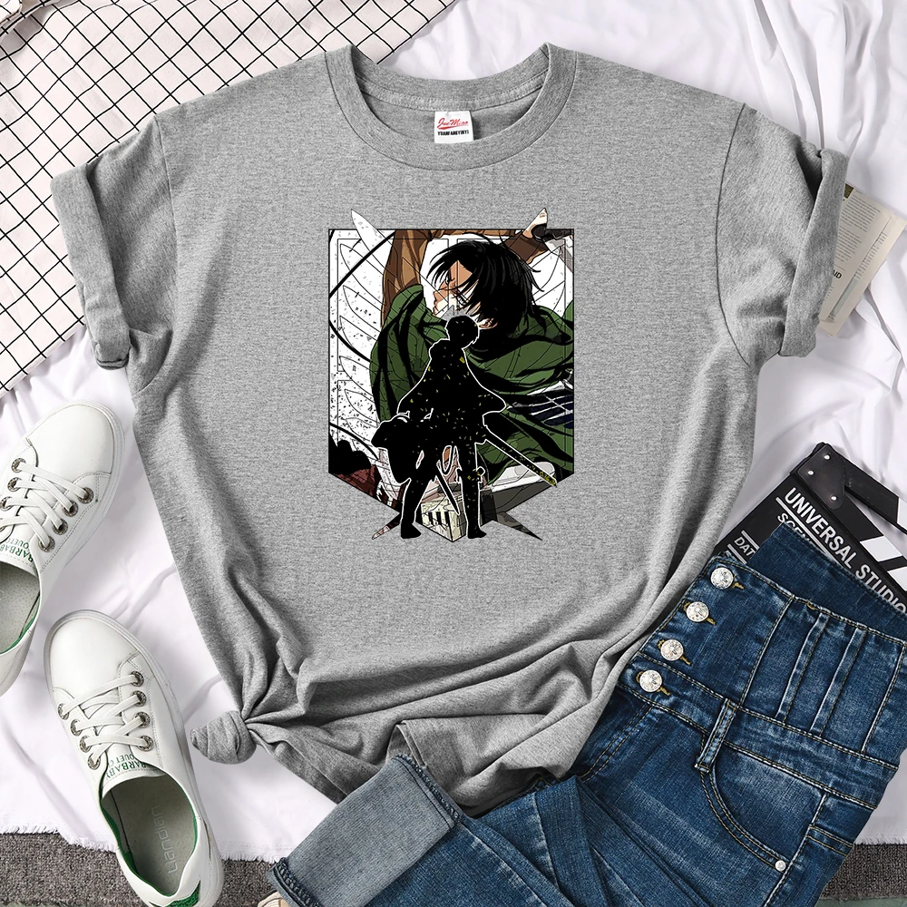 Attack On Titan Anime Wings Of Liberty Tshirt Womens Harajuku Loose T-Shirts Summer Brand Crewneck T Shirt Fashion Tee Clothes