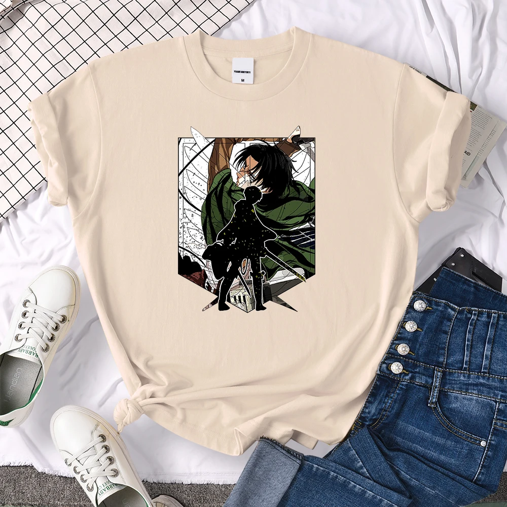 Attack On Titan Anime Wings Of Liberty Tshirt Womens Harajuku Loose T-Shirts Summer Brand Crewneck T Shirt Fashion Tee Clothes