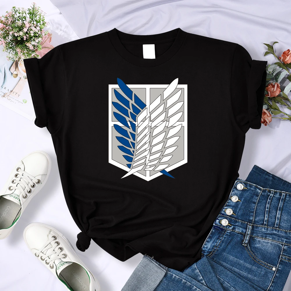 Anime Attack On Titan Wings Of Freedom Tshirt Women Harajuku Loose T-Shirt Fashion Sweat Tee Clothes Summer Oversize Female Tops