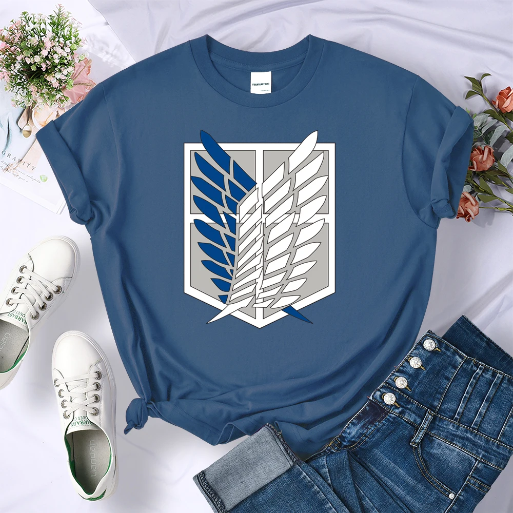 Anime Attack On Titan Wings Of Freedom Tshirt Women Harajuku Loose T-Shirt Fashion Sweat Tee Clothes Summer Oversize Female Tops