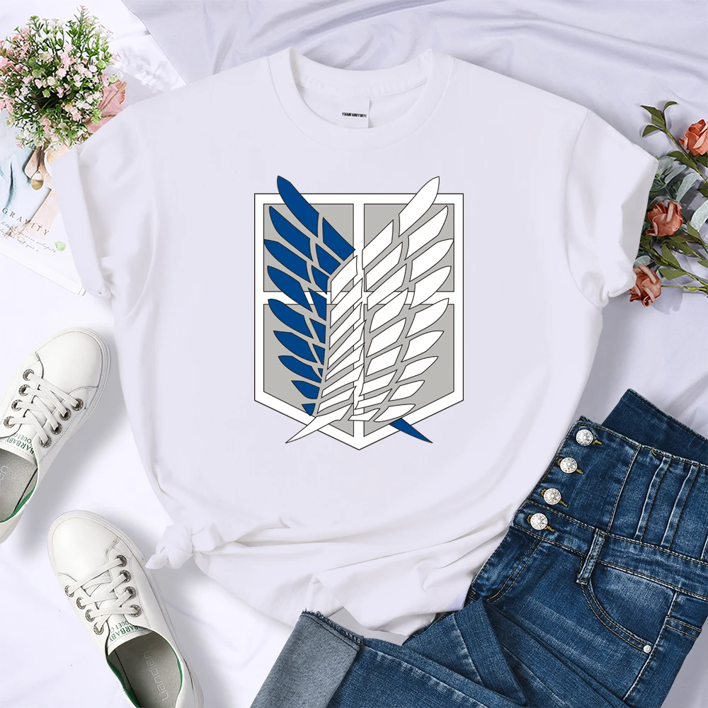 Anime Attack On Titan Wings Of Freedom Tshirt Women Harajuku Loose T-Shirt Fashion Sweat Tee Clothes Summer Oversize Female Tops