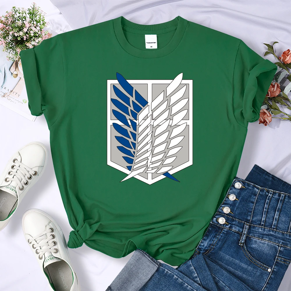 Anime Attack On Titan Wings Of Freedom Tshirt Women Harajuku Loose T-Shirt Fashion Sweat Tee Clothes Summer Oversize Female Tops