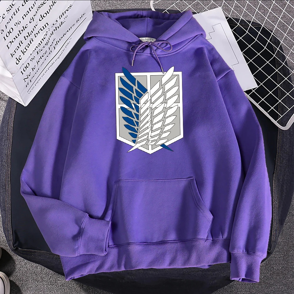 Anime Attack On Titan Wings Of Freedom Print Hoodie Women Oversize Loose Clothes Fashion Casual Sweatshirts Crewneck Pullovers