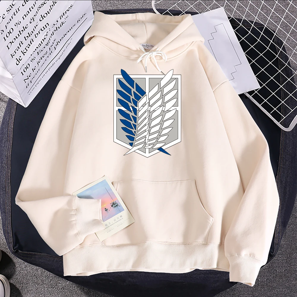 Anime Attack On Titan Wings Of Freedom Print Hoodie Women Oversize Loose Clothes Fashion Casual Sweatshirts Crewneck Pullovers