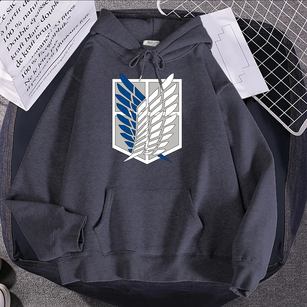 Anime Attack On Titan Wings Of Freedom Print Hoodie Women Oversize Loose Clothes Fashion Casual Sweatshirts Crewneck Pullovers