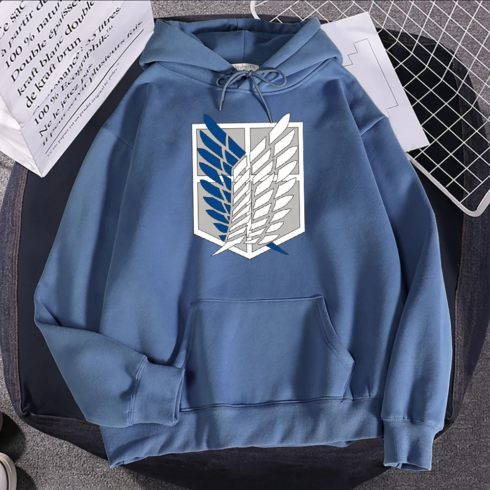 Anime Attack On Titan Wings Of Freedom Print Hoodie Women Oversize Loose Clothes Fashion Casual Sweatshirts Crewneck Pullovers