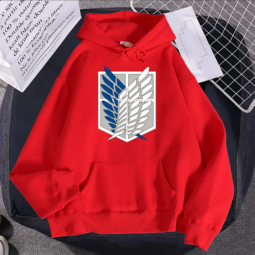 Anime Attack On Titan Wings Of Freedom Print Hoodie Women Oversize Loose Clothes Fashion Casual Sweatshirts Crewneck Pullovers