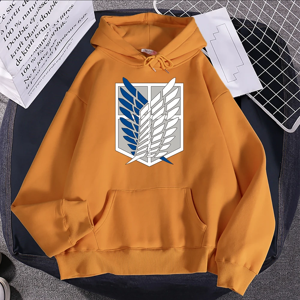 Anime Attack On Titan Wings Of Freedom Print Hoodie Women Oversize Loose Clothes Fashion Casual Sweatshirts Crewneck Pullovers