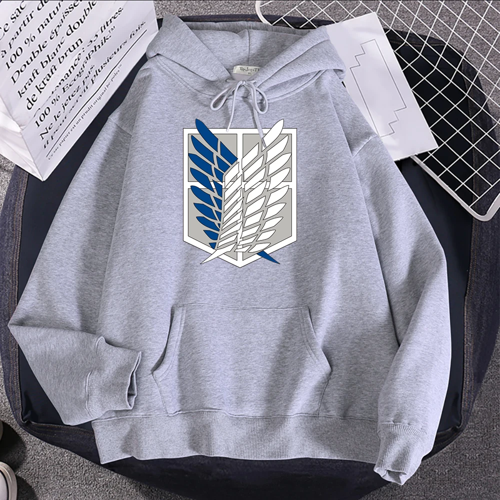 Anime Attack On Titan Wings Of Freedom Print Hoodie Women Oversize Loose Clothes Fashion Casual Sweatshirts Crewneck Pullovers