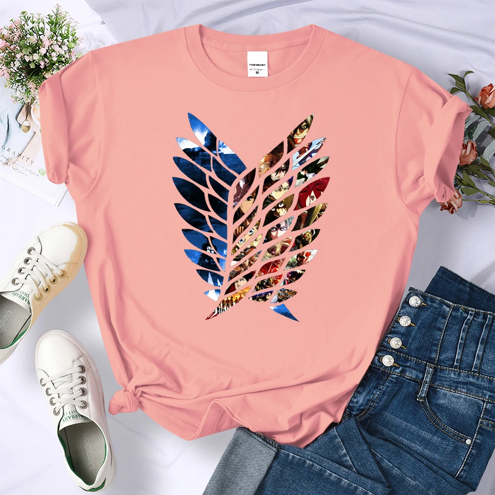 Anime Attack on Titan Wings of Liberty Print T-Shirts Women Simplicity O-Neck T-Shirt Oversized Summer Tops Brand T Shirt Female