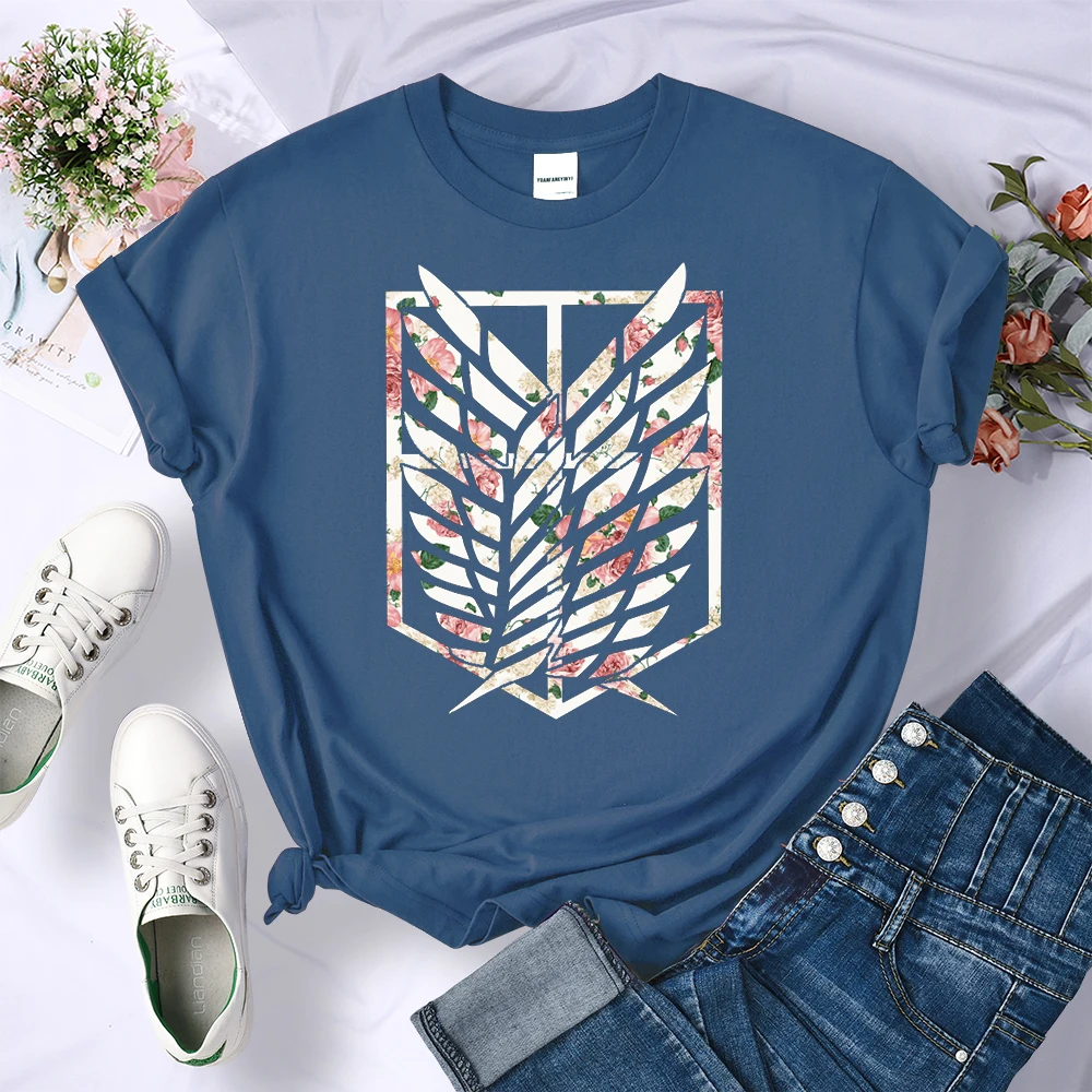 Anime Attack on Titan Wings of Liberty Print T-Shirts Women Simplicity O-Neck T-Shirt Oversized Summer Tops Brand T Shirt Female