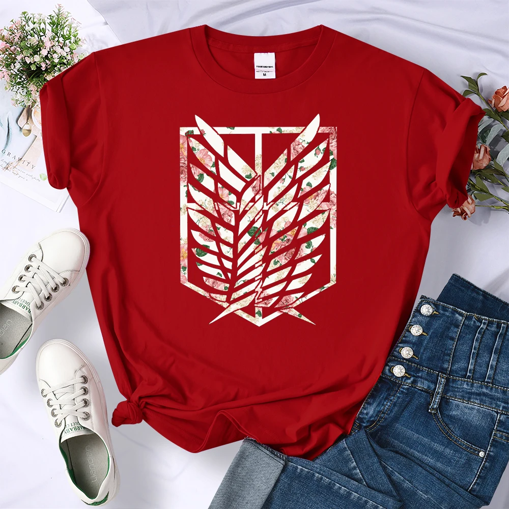 Anime Attack on Titan Wings of Liberty Print T-Shirts Women Simplicity O-Neck T-Shirt Oversized Summer Tops Brand T Shirt Female