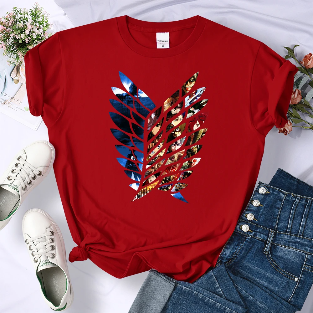 Anime Attack on Titan Wings of Liberty Print T-Shirts Women Simplicity O-Neck T-Shirt Oversized Summer Tops Brand T Shirt Female