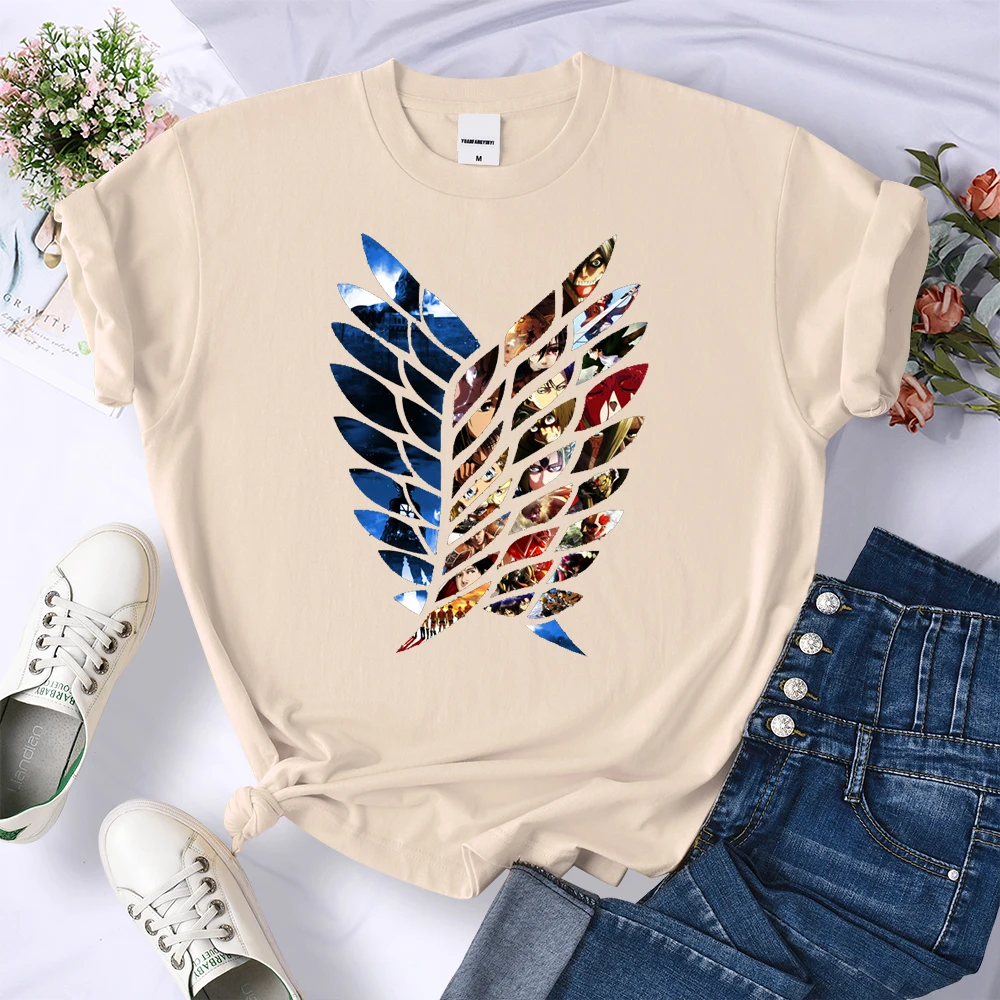 Anime Attack on Titan Wings of Liberty Print T-Shirts Women Simplicity O-Neck T-Shirt Oversized Summer Tops Brand T Shirt Female