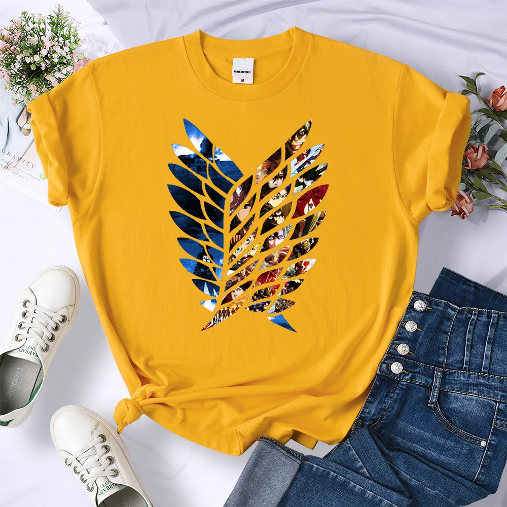 Anime Attack on Titan Wings of Liberty Print T-Shirts Women Simplicity O-Neck T-Shirt Oversized Summer Tops Brand T Shirt Female