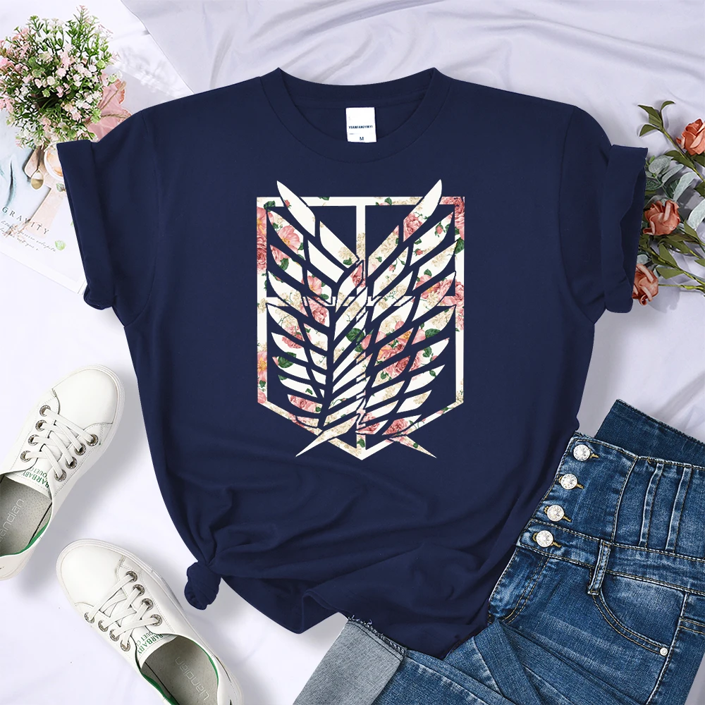 Anime Attack on Titan Wings of Liberty Print T-Shirts Women Simplicity O-Neck T-Shirt Oversized Summer Tops Brand T Shirt Female