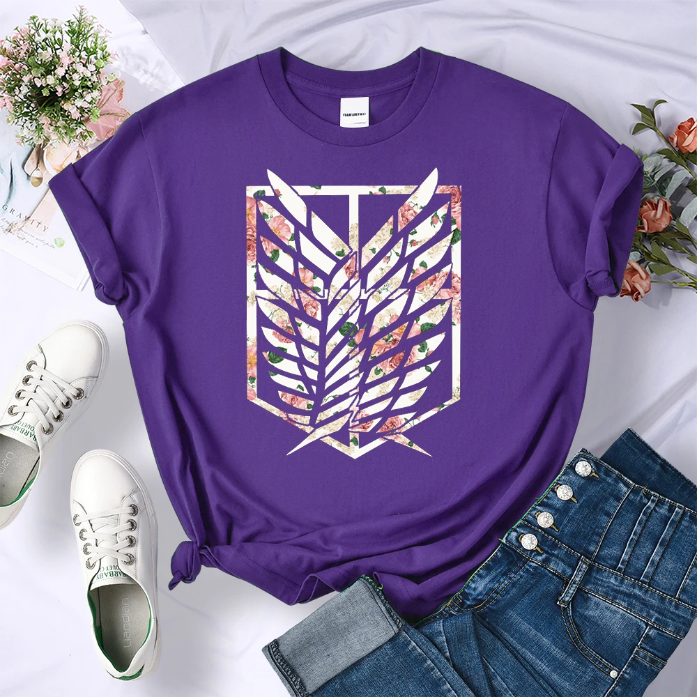 Anime Attack on Titan Wings of Liberty Print T-Shirts Women Simplicity O-Neck T-Shirt Oversized Summer Tops Brand T Shirt Female