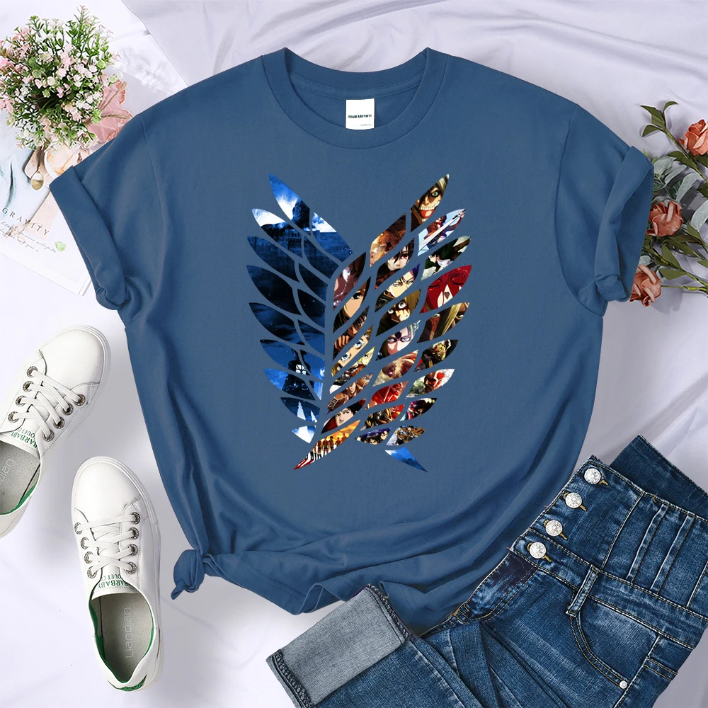 Anime Attack on Titan Wings of Liberty Print T-Shirts Women Simplicity O-Neck T-Shirt Oversized Summer Tops Brand T Shirt Female