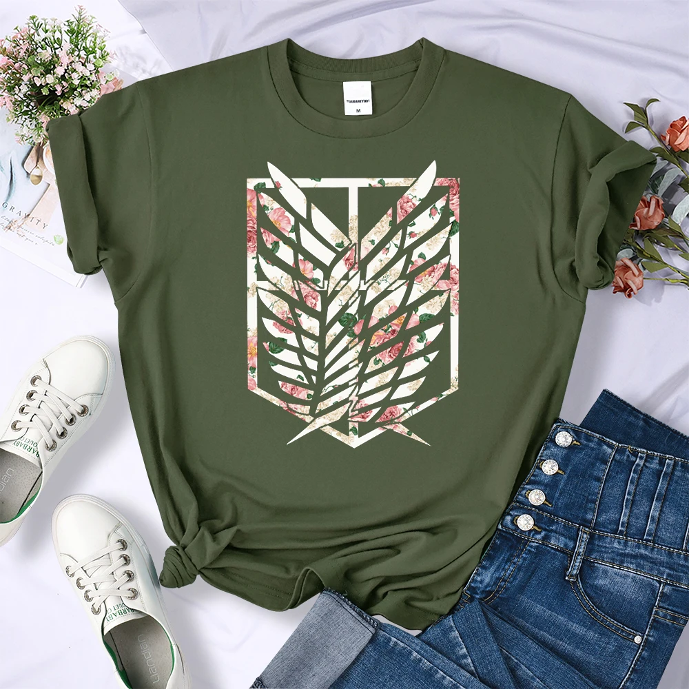 Anime Attack on Titan Wings of Liberty Print T-Shirts Women Simplicity O-Neck T-Shirt Oversized Summer Tops Brand T Shirt Female