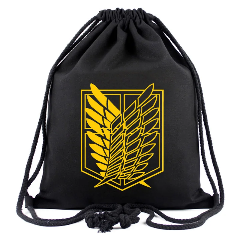 Attack on Titan Anime Drawstring Bag Men Women Travel Backpack Cosplay Accessories Cosmetic Bag for Gift