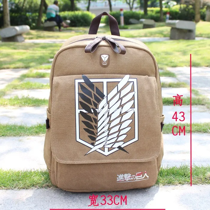 New Canvas Laptop Backpacks Japanese Shingeki no Kyojin Attack on Titan Cosplay Backpack Schoolbag Shouders Bag