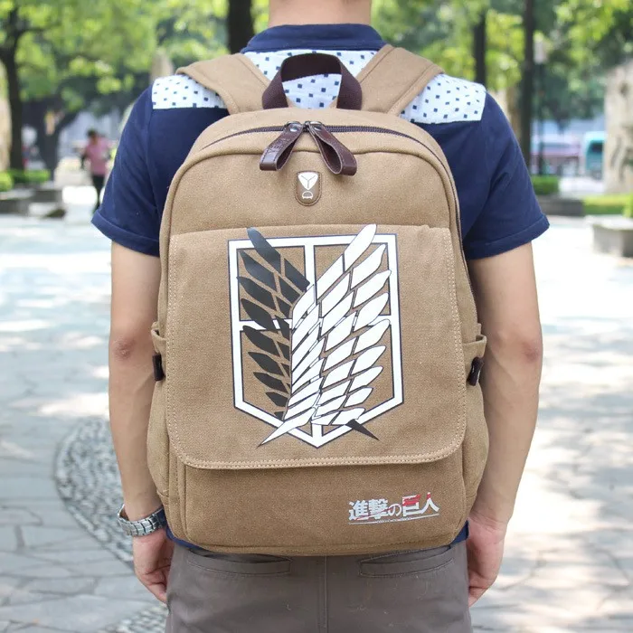 New Canvas Laptop Backpacks Japanese Shingeki no Kyojin Attack on Titan Cosplay Backpack Schoolbag Shouders Bag