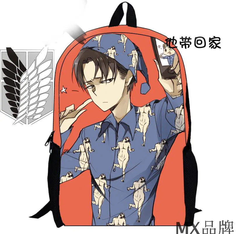 Fashion Japanese Cartoon Shingeki no Kyojin Attack on Titan Cosplay Backpack Schoolbag Travel Shoulders Bag Free Shipping