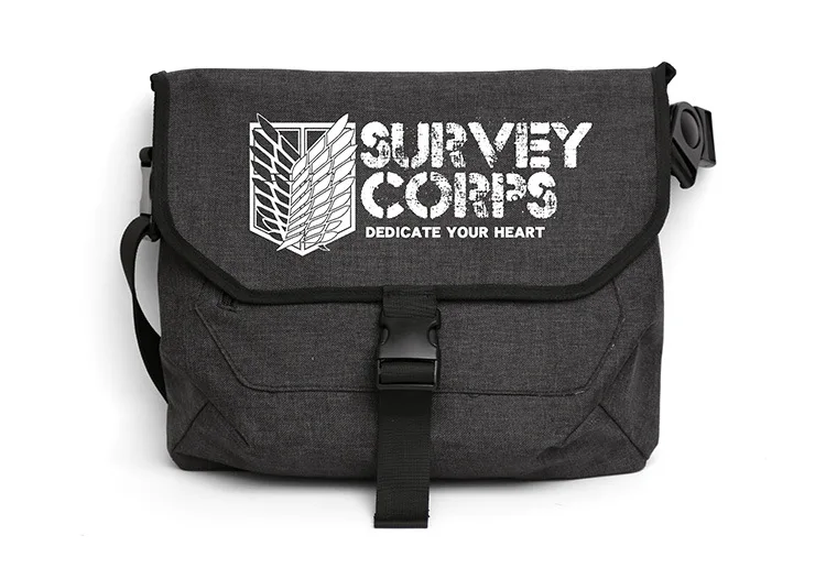 Attack on Titan Survey Corps Message Bag Oxford Satchels Cross Body Messenger Bag Hasp School School Laptop Shoulder Bags