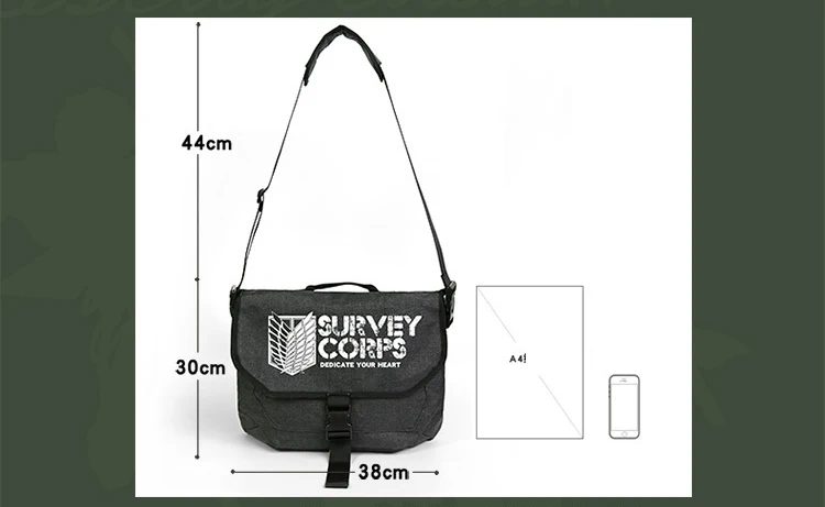 Attack on Titan Survey Corps Message Bag Oxford Satchels Cross Body Messenger Bag Hasp School School Laptop Shoulder Bags