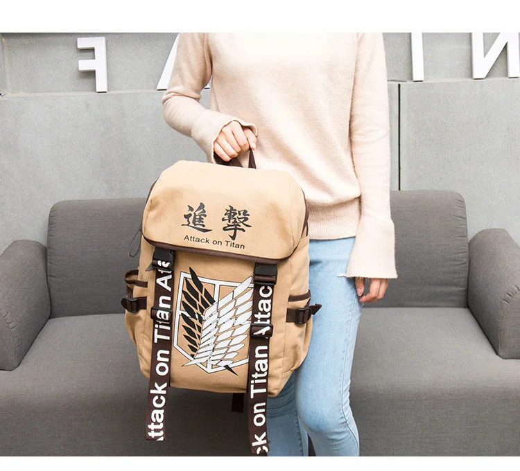 Anime Cosplay Attack on Titan Eren Bag Cartoon Canvas Backpack Shingeki no Kyojin Unisex Schoolbag Shoulders Travel Bags