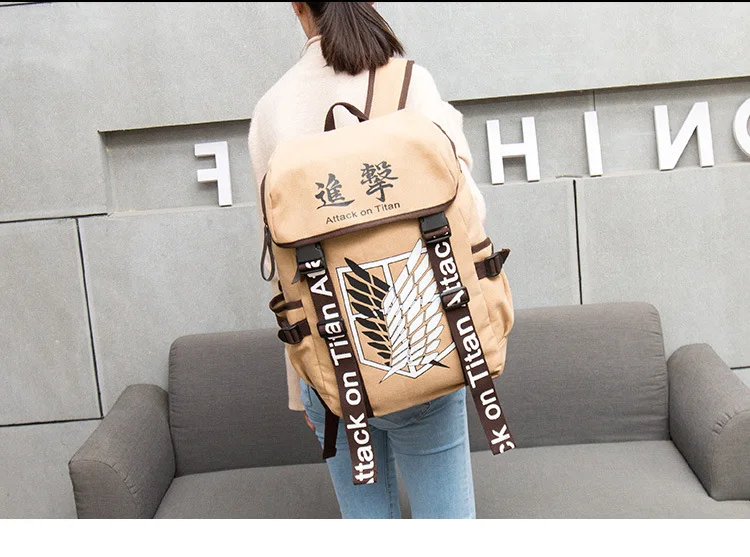 Anime Cosplay Attack on Titan Eren Bag Cartoon Canvas Backpack Shingeki no Kyojin Unisex Schoolbag Shoulders Travel Bags