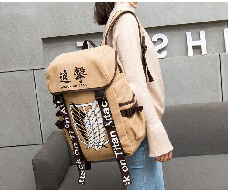 Anime Cosplay Attack on Titan Eren Bag Cartoon Canvas Backpack Shingeki no Kyojin Unisex Schoolbag Shoulders Travel Bags