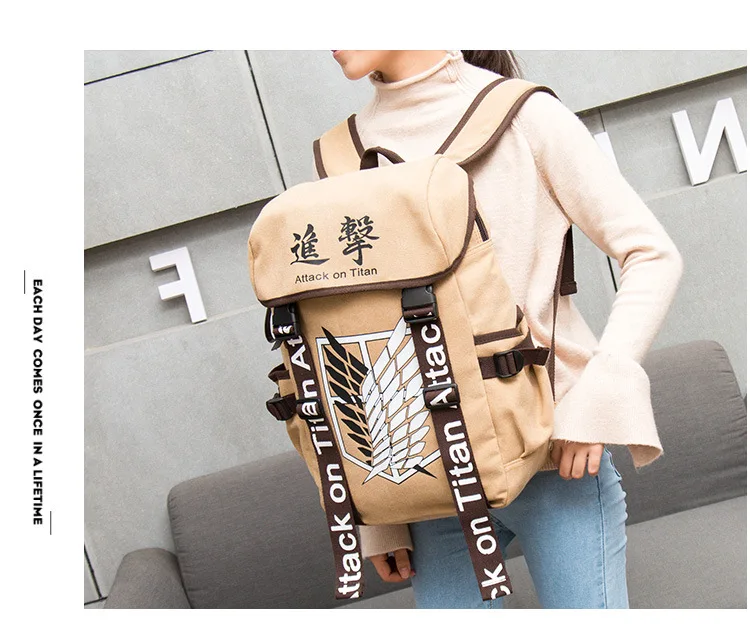 Anime Cosplay Attack on Titan Eren Bag Cartoon Canvas Backpack Shingeki no Kyojin Unisex Schoolbag Shoulders Travel Bags