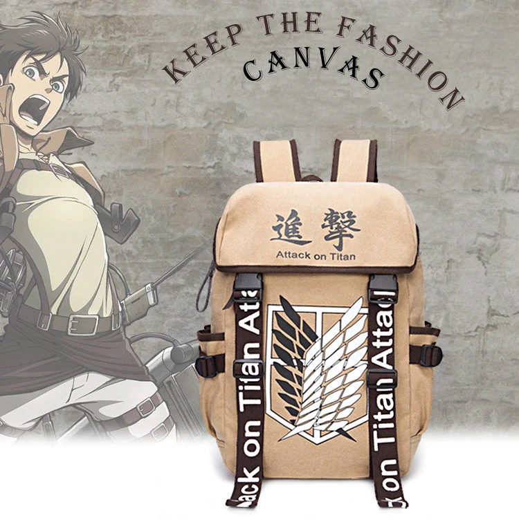 Anime Cosplay Attack on Titan Eren Bag Cartoon Canvas Backpack Shingeki no Kyojin Unisex Schoolbag Shoulders Travel Bags