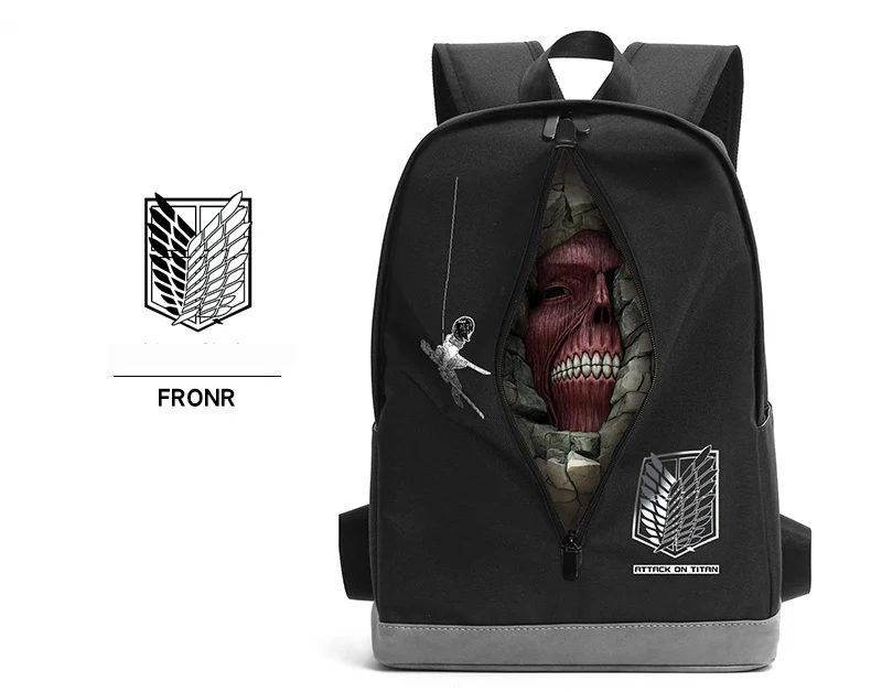 Attack on Titan Creative Zippered Ripper Backpack Oxford Shoulder Bag Anime Middle School Students COS Large Capacity Laptop Bag