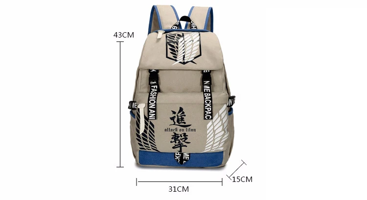 Attack on Titan Tokyo Ghoul Gintama Canvas Backpack Travel Schoolbag Large Capacity Rucksack Shoulder School Bag Mochila Escolar