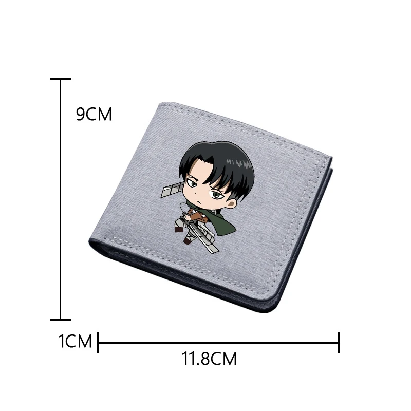 Attack on Titan Cartoon Wallet Men Canvas Short Anime Ackerman Levi Purses Card Holders Bag