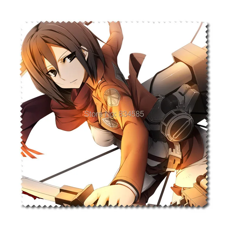 2pcs/set Anime Attack On Titan Flannel Glasses Cloth Laptop Screen Cleaner Cleaning Cloth for Cosplay Collection