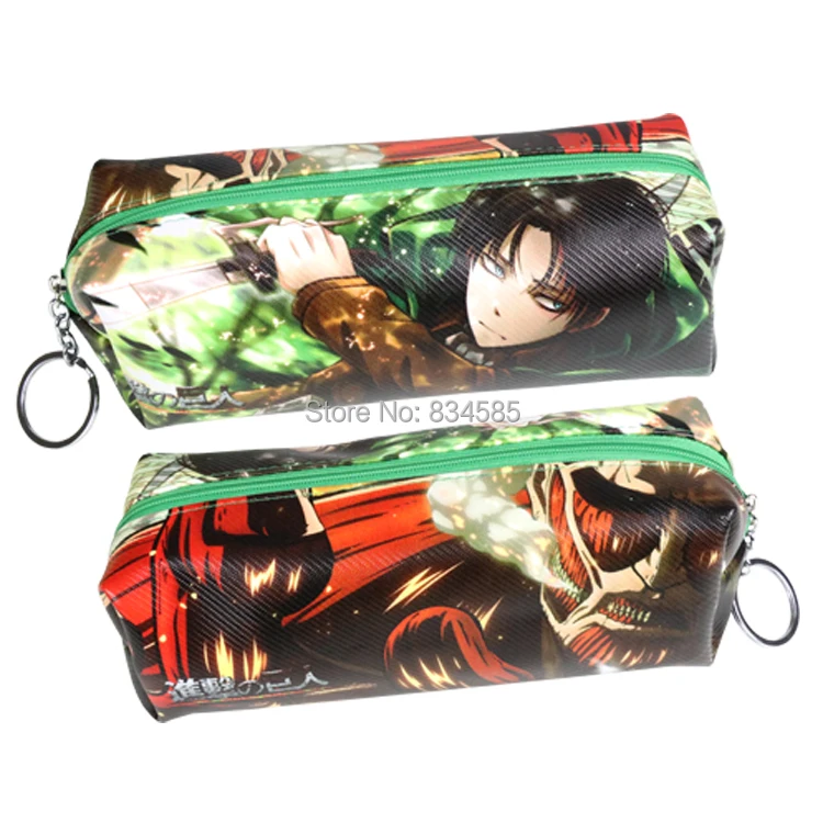 Anime Attack on Titan Synthetic Leather Pencil Bag Cosmetic Bag with Zipper