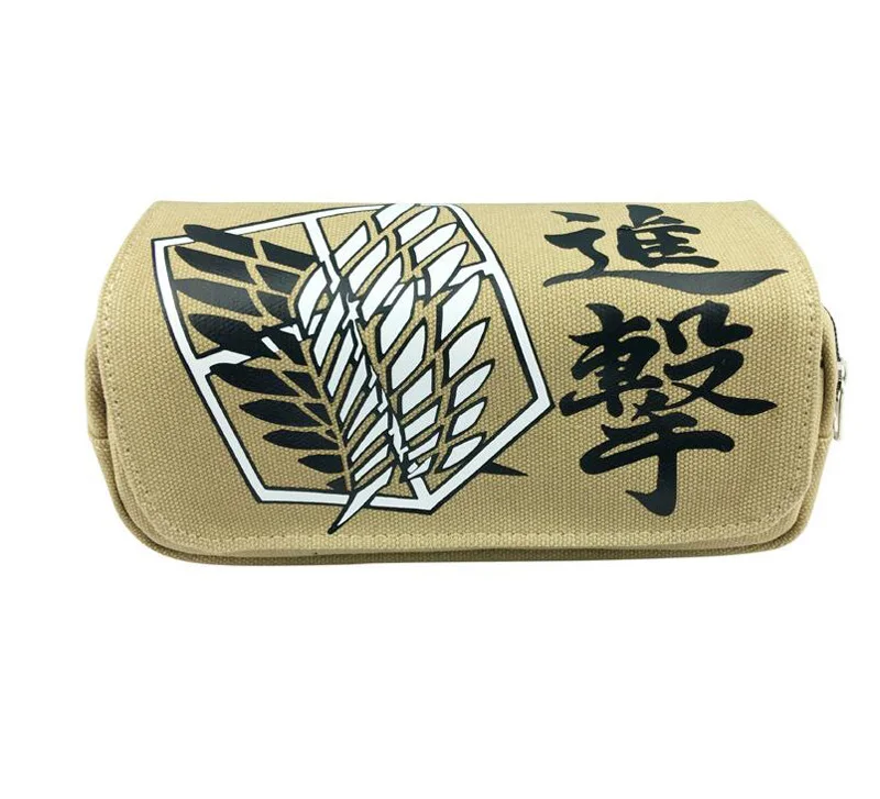 Anime Attack on Titan Canvas Cosmetic Cases Bag Double-zipper Makeup Bag High Capacity Storage Bag for Travel Accessories Bag