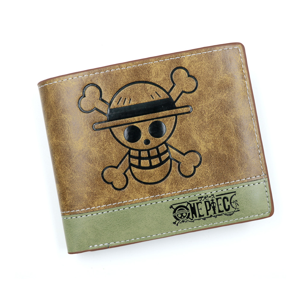 PU Khaki Wallet of Anime Attack on Titan Death Note Fairy Tail Pirate King Luffy Skull Sword Art Online with Coin Pocket