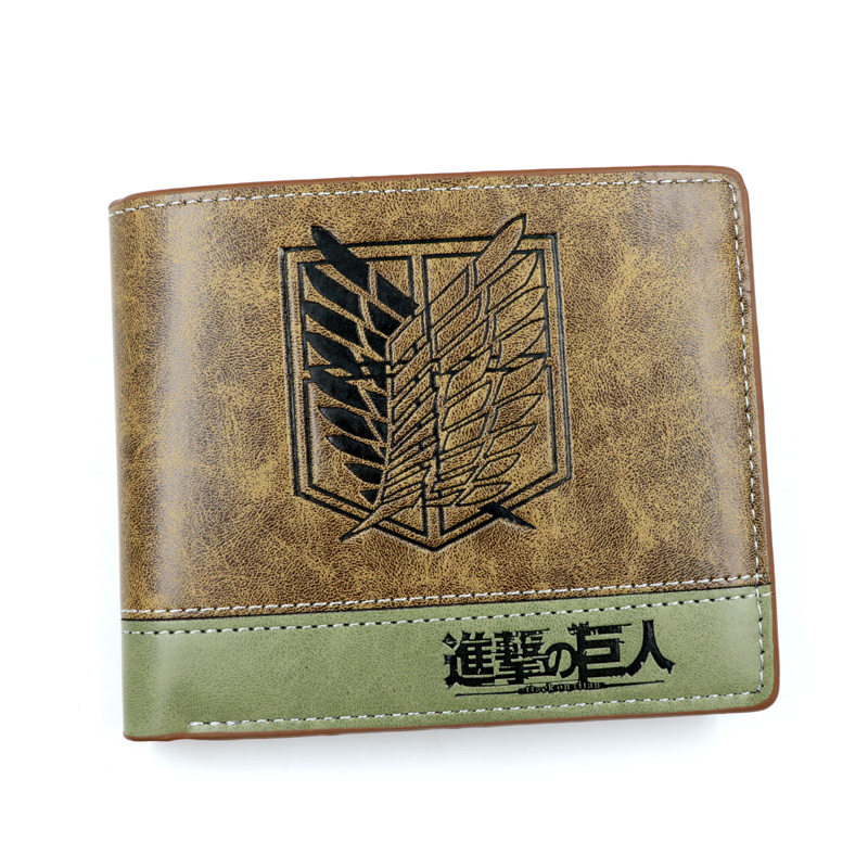 PU Khaki Wallet of Anime Attack on Titan Death Note Fairy Tail Pirate King Luffy Skull Sword Art Online with Coin Pocket