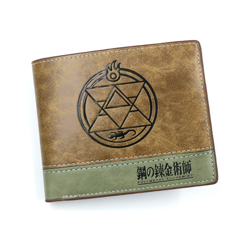 PU Khaki Wallet of Anime Attack on Titan Death Note Fairy Tail Pirate King Luffy Skull Sword Art Online with Coin Pocket