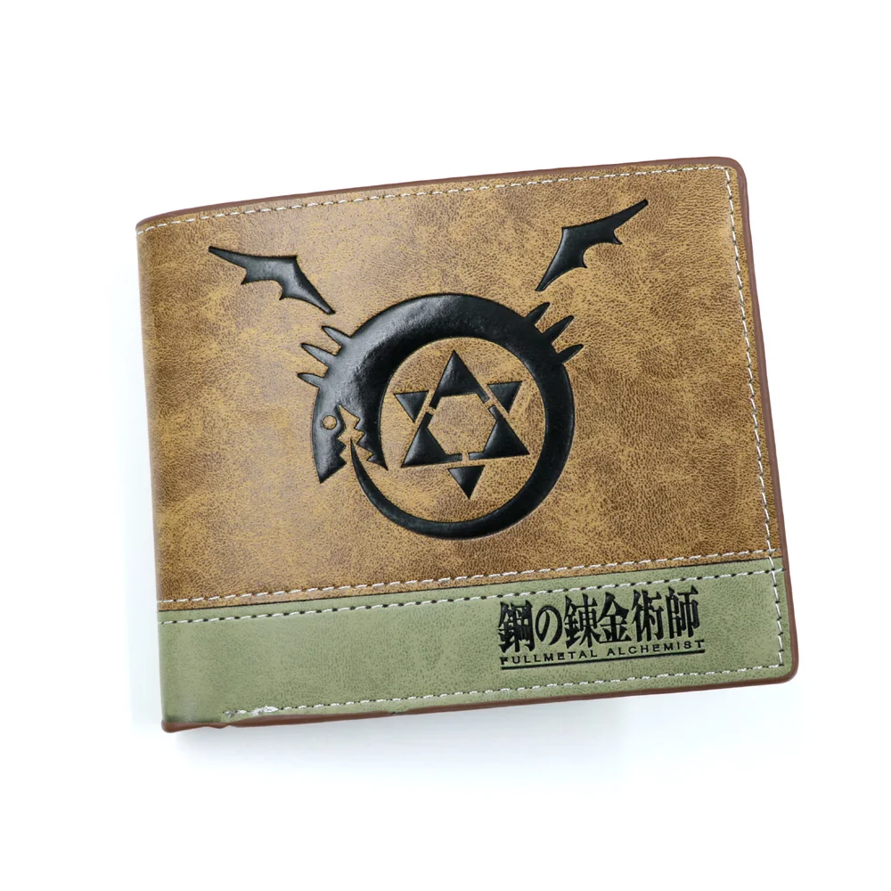 PU Khaki Wallet of Anime Attack on Titan Death Note Fairy Tail Pirate King Luffy Skull Sword Art Online with Coin Pocket