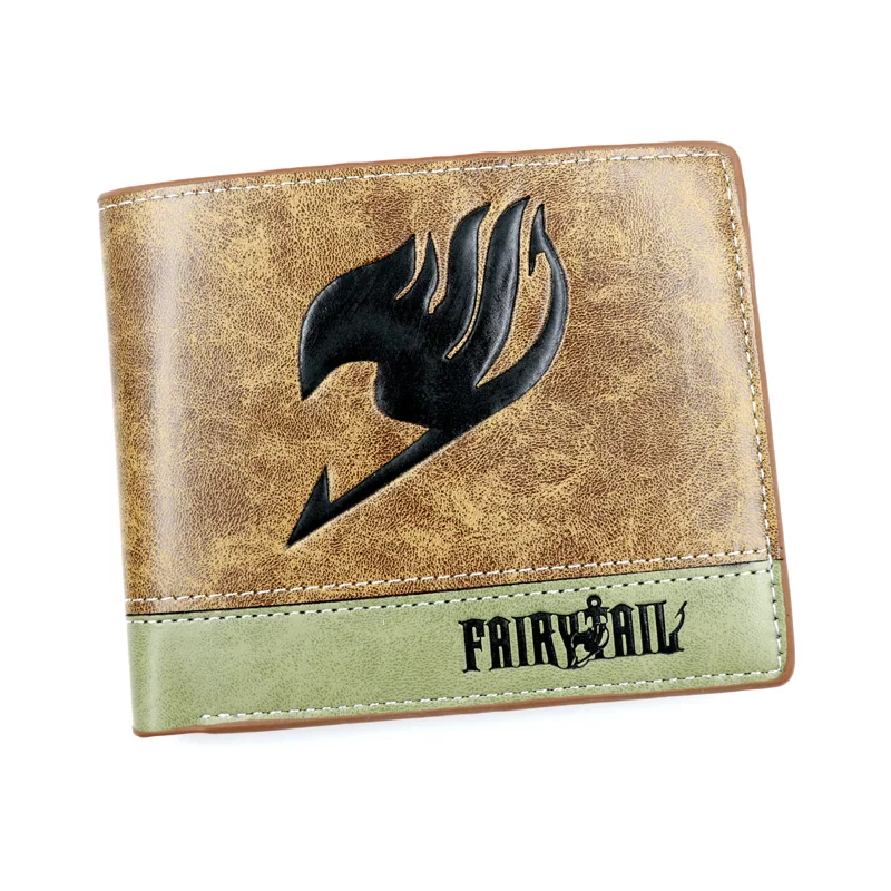 PU Khaki Wallet of Anime Attack on Titan Death Note Fairy Tail Pirate King Luffy Skull Sword Art Online with Coin Pocket