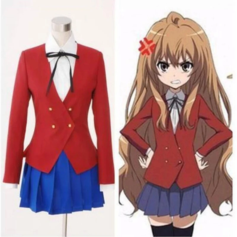 Anime TIGER DRAGON Toradora Cosplay Taiga Aisaka Cosplay Costume School Uniforms Full Set Custom Made