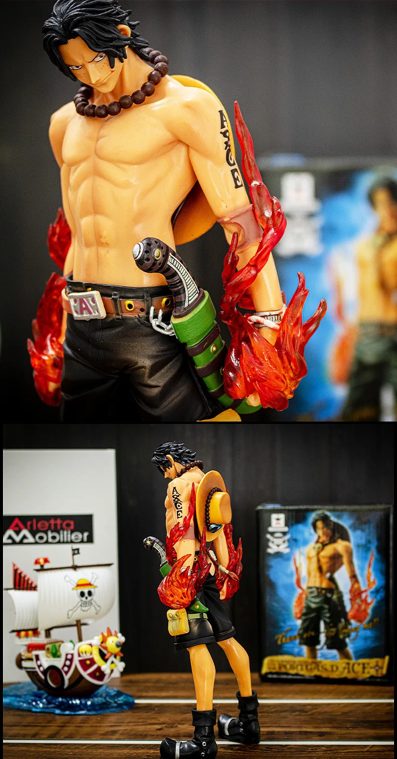 26cm One Piece Group Fire Fist Portgas D Ace Figure Action Standing Posture PVC